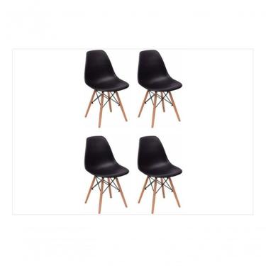 Imagem de Conjunto 4 Cadeiras Charles Eames Eiffel Concha Fixa - Preto