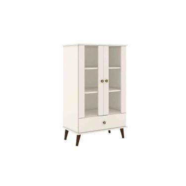 Imagem de Cristaleira Sala Jantar Rt3107 C/ 2 Portas E 1 Gaveta Off White - Movelbento