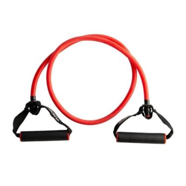 Imagem de Extensor Elástico para Exercícios, 120cm, Resistência Forte, Alças em Espuma, Vermelho