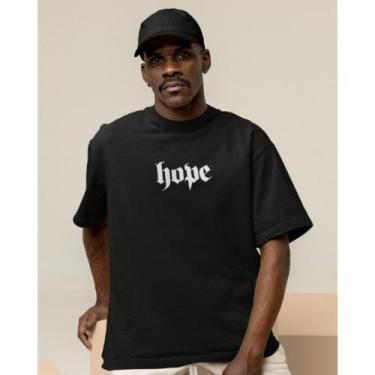 Imagem de Camiseta Masculina Oversized Malha Algodão Hope, Preto, G1