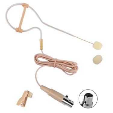 Imagem de EV SPACES Microfone Headset Com Gancho Único, Compatível Shure Wireless Bodypack, Omnidirecional Para Palestras, Palco, Teatro, Podcasts, Proteção Contra Vento, Cabo De 1,5 M, Mini Xlr 4 Pinos (Ta4F