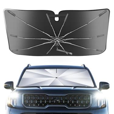 Imagem de Guarda-sol portátil para para-brisas personalizado adequado para Kia Telluride 2020-2025, 2 em 1 cristal de gelo durável guarda-chuva compacto sombra UPF50+ UV proteção contra isolamento térmico