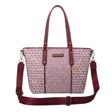 Imagem de Bolsa Feminina Tote Grande Fellipe Krein FK623 Monograma, Vinho