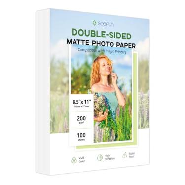 Imagem de Papel fotográfico fosco dupla face, 21 x 27 cm, papel de apresentação Goefun 200GSM/24,5 kg para impressora jato de tinta, 100 folhas