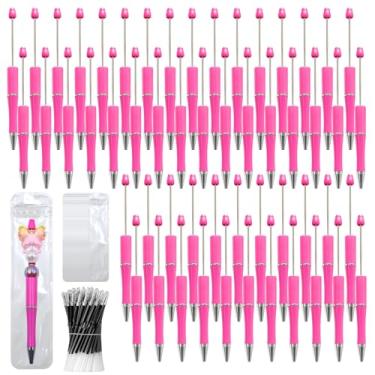 Imagem de DASTTUIS Kit de 300 canetas com contas DIY – 100 canetas esferográficas de plástico com refis e bolsas – material escolar, acessórios de escritório e itens decorativos para estudantes e professores