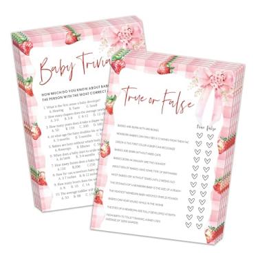 Imagem de Cartões de curiosidades e jogos verdadeiros ou falsos, cartões de jogo de chá de bebê arco rosa, gênero neutro e divertido para meninos e meninas, lembrancinha e suprimentos de festa de anúncio de