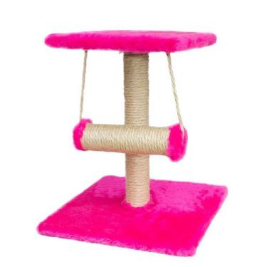 Imagem de Arranhador para Gato 30cm Modelo com Balanço Rosa Lilies Móveis