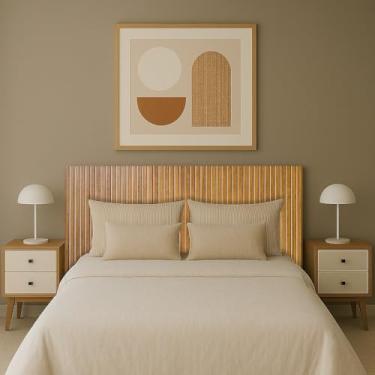 Imagem de Cabeceira Casal Mdf Ripado Cor Nature 140x60cm Rustica