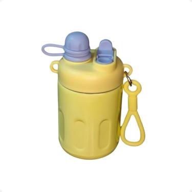 Imagem de Garrafa Térmica com Canudo e Tampa Dupla, Trava de Segurança, Design Moderno e Fofo, Alça de Transporte, Garrafa de Água Portátil, Garrafa Infántil. (Amarelo)