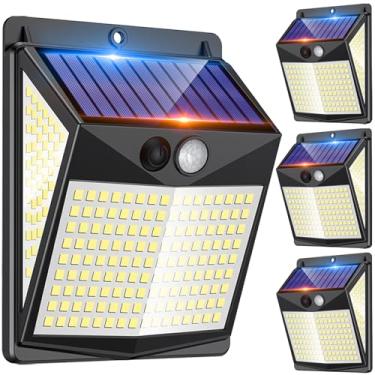 Imagem de ECGER Sensor De Movimento Externo Solar Lights - Lâmpadas Detectoras Para Áreas Externas, 238 Leds Com Iluminação Ângulo 300° E 3 Modos Iluminação, Ip65 À Prova D'Água, Jardim, Pátio Quintal Energia