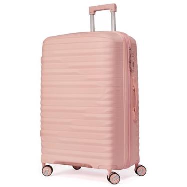 Imagem de Mala De Viagem Grande Expansível 32Kg Polipropileno 8 Rodas 360 Giratória Para Despachar Rígida Leve Tamanho G Viagem Internacional Resistente (ROSA CLARO, Grande)