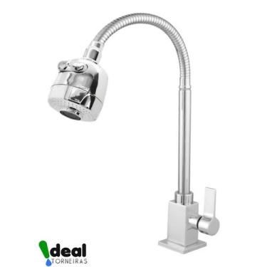 Imagem de Torneira Cozinha Plaza Gourmet Bancada Metal Luxo Quadrada 1/4 Volta c