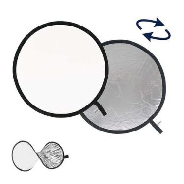 Imagem de Rebatedor Circular 2 em 1 Branco e Prata de 80cm Dobrável - WorldView