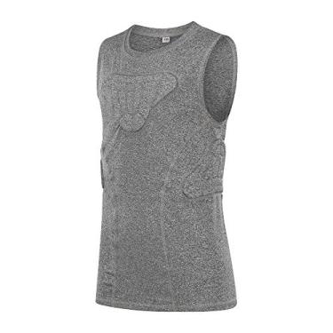 Imagem de TUOYR camiseta de compressão acolchoada jovem colete canelado protetor de peito futebol beisebol, Padded Vest gray, X-Large