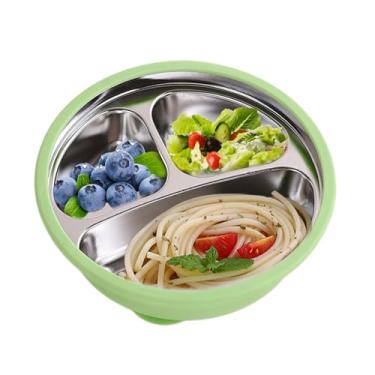 Imagem de Pratos Infantis De Aço Inoxidável - Utensílios para Crianças Pratos de Alimentação para Bebés,Tigela de Alimentação Infantil Resistente a Quedas para Jardim de Infância, Camping e