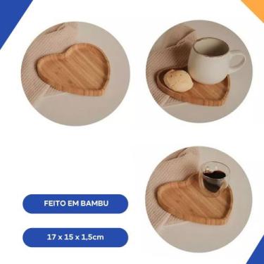 Imagem de Kit 3 Bandejas De Bambu Travessa Coração Heart - Class Home
