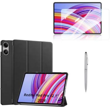 Imagem de Capa Protetor Compatível Para Xiaomi Redmi Pad Pro 12.1 2024 + Película de Vidro (Preto)