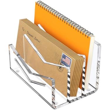 Imagem de Beego Bancada organizadora de envelopes e correios - 3 compartimentos organizador de mesa de acrílico transparente porta-cartas, classificador de arquivos de mesa, suporte de pasta de documentos para
