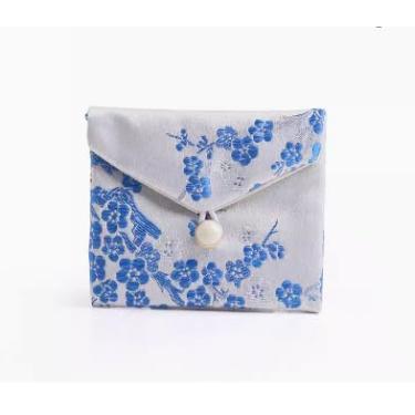 Imagem de Only My Live Home Bolsas de joias de cetim de seda chinesa com botão vintage, sacos de embalagem de pano de flor de ameixa, brincos, pulseira, colar, bolsa de armazenamento (branco (3 peças, 8 x 10 cm