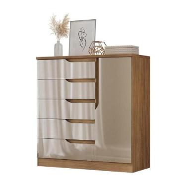 Imagem de Comoda Paris Quarto Com 5 Gavetas e 1 Porta - Atualle Móveis, Acacia/R