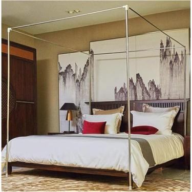 Imagem de Estrutura De Cama De Dossel King Size, Mosquiteiro 4 Suporte De Rede Mosquiteira De Cama De Canto 16/22/25 / 32mm Tubo áspero Feito De Dossel De Aço Inoxidável, Estrutura De Dossel Cortina
