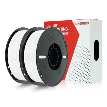 Imagem de Kingroon Filamento de impressora 3D PETG, precisão dimensional +/- 0,03 mm, carretel de 1 kg (1 kg), 1,75 mm, 2 kg branco + branco