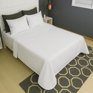 Imagem de Lençol Casal Sem Elástico Superior Malha Liso 100% Algodão (Branco)