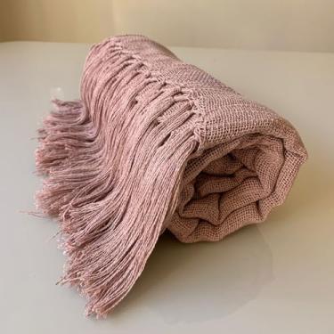 Imagem de Mantas Para Sofás Poltronas e Peseira Luxo Xale Com Franjas 1,20X1,80M 100% Algodão Tear Mineiro Artesanal (Rose)