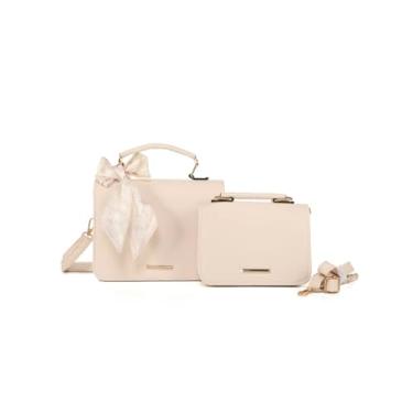 Imagem de Kit 2 Bolsa Feminina Com Laço Em Couro Bolsas Transversal De Ombro (branco)