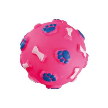 Imagem de Brinquedo P/ Cães Bola Patinhas Vinil Rosa 7,5cm - HOME PET