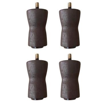 Imagem de Kit 4 Pés Egeo 8cm Madeira Tabaco Para Recamier Divã Cama Calçadeira B