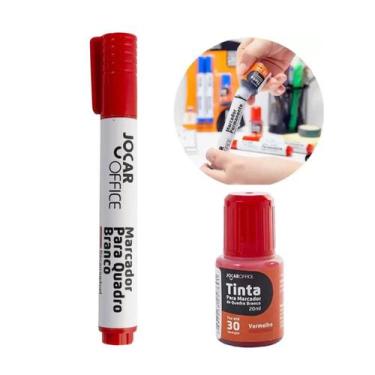 Imagem de Kit Piloto + Tinta Refil Para Quadro Branco Cor  Vermelho Bic/Jocar - 
