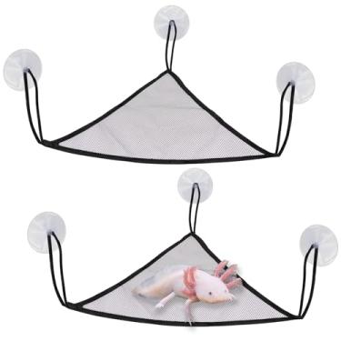 Imagem de 2 peças Axolotl Redes de lagarto de dragão barbudo com grandes sucções e corda sem ferrugem de malha respirável para répteis acessórios para lagartixas, iguanas, anoles, cobras, camaleão (preto)