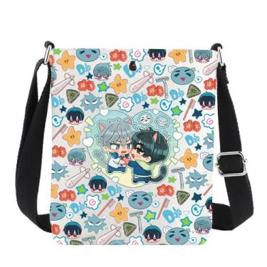 Imagem de JNIAP Tillvan Bolsa tiracolo Tillvan Lover Gift Anime Personagem Bolsa de Ombro Bolsa Mensageiro Música Coreana, Dois desenhos animados Cb, Ajuste
