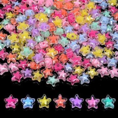 Imagem de Mais de 200 peças de miçangas Kandi sortidas em massa para fazer joias, kit de fabricação de pulseiras da amizade, contas de berloque de suprimentos de artesanato (Estrela I)