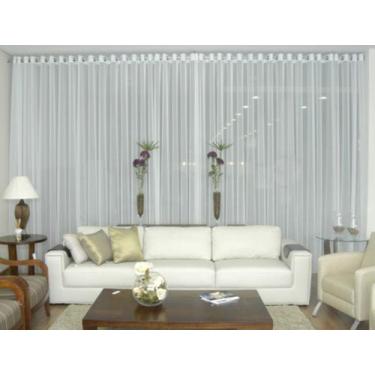 Imagem de Cortina Voil Branca Sala Quarto 3,00x2,80 Ilhós Cromado - Confeccoes E