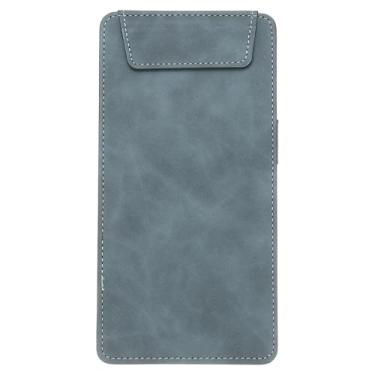 Imagem de PATIKIL Prancheta de couro PU A5, 10 x 20 cm, pasta magnética para negócios, com suporte para caneta, organizador de pasta de escritório, quadro de escrita, azul