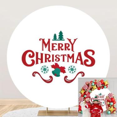 Imagem de OERJU Merry Christmas Pano de fundo redondo para fotos - Sinos de árvore de Natal, Natal, Natal, Natal, Natal, Natal, Natal, Ano Novo, Decoração de Festa Círculo, Arco, Adereços de Estúdio de Retrato