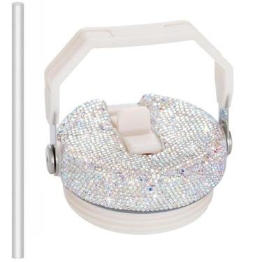 Imagem de Tampa de substituição de canudo flip compatível com Stanley IceFlow Tumbler 590 g/850 g Bling Tampa de substituição à prova de vazamento para Stanley Cup tampas removíveis com alça de canudo flip