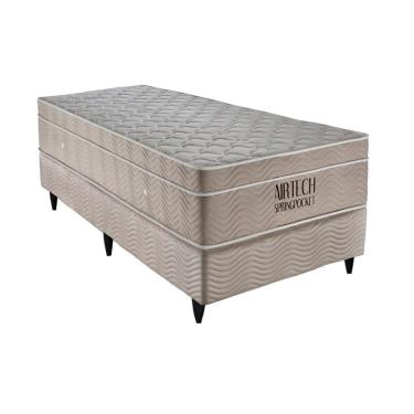 Imagem de Base para Cama Box Solteiro Camurça II com Colchão Airtech Spring Mola Superpocket (25x88x188) Bege