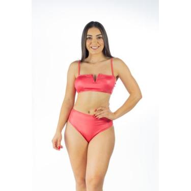 Imagem de Biquíni Feminino Liso Top com Aro e Calcinha Hot Pant - Bojo Removível