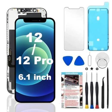 Imagem de Fixerman Kit de substituição de tela para iPhone 12/12 Pro 15.5 cm 3D Touch LCD Screen Display Digitalizador Montagem de moldura com ferramentas de reparo