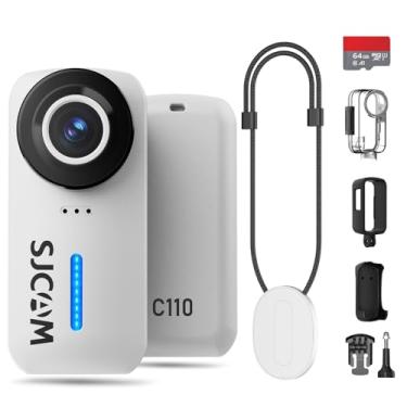 Imagem de SJCAM Câmera de ação de polegar 4K, tamanho pequeno, suporte em qualquer lugar, mini câmera veicular megnética, câmera de vlogging portátil, gravação POV viva-voz, câmera de capacete para ciclismo