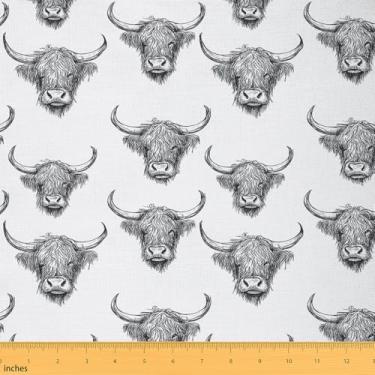 Imagem de Highland Cattle Tecido estofado para cadeiras 2 jardas tecido de vida selvagem por The Yard Kids Boys Girls Decor Animal for Home DIY Project Soft Microfiber Bedroom Decor
