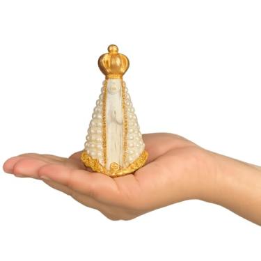 Imagem de Imagem Nossa Senhora Aparecida Perolada 10cm Gesso Lembrancinha Basílica Aparecida (1, branco)