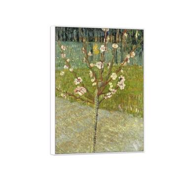 Imagem de BMZFYBS Quadro branco - pintura de parede famosa em tela - imagens para decoração de casa - amendoeira em flor - pôster e impressões 70 x 100 cm 27 x 39 pol