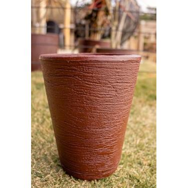 Imagem de Vaso Polietileno Ibiza Coluna Escovado Jardim Luxo Pp (Marrom)