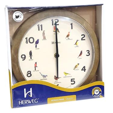 Imagem de Relógio de Parede Herweg Quartz Canto dos Pássaros Madeira 6658 - 323