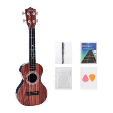 Imagem de JunZheHub Ukulele de Brinquedo Infantil de 21 Polegadas E 4 Cordas, Mini Guitarra para Iniciantes de 3, 4, 5, 6 E 7 Anos, Grão de Madeira Vermelha