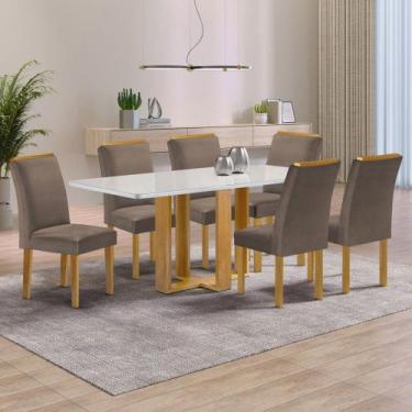 Imagem de Mesa de Jantar 6 Lugares Isadora Luisa com Vidro Cinamomo/Off White/Ve